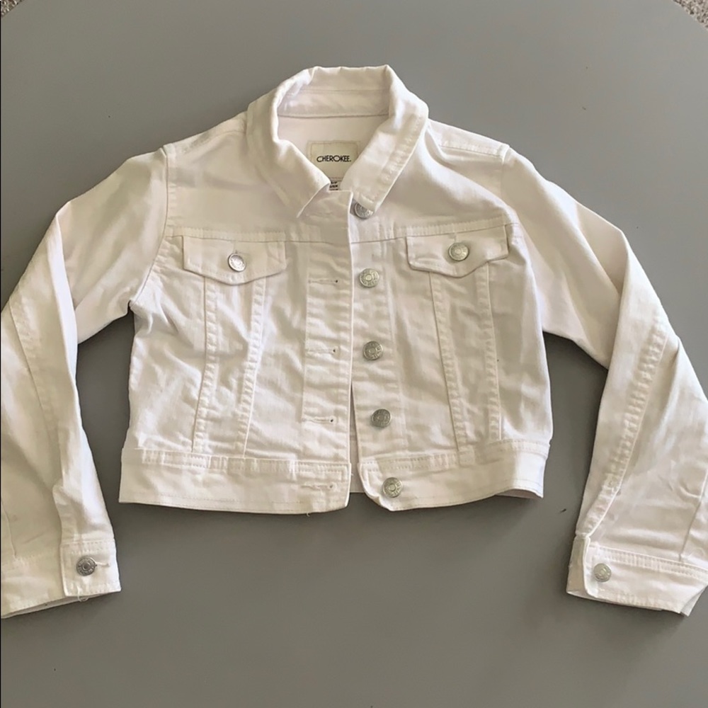 Girls Cherokee White Jean Jacket Small